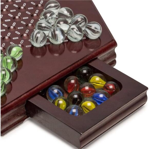 Yellow Mountain Imports Wooden Chinese Checkers Halma Board Game Set - Picture 2 of 7